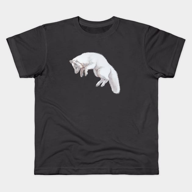 Arctic Fox Pounce Kids T-Shirt by Heather Dorsch Creations